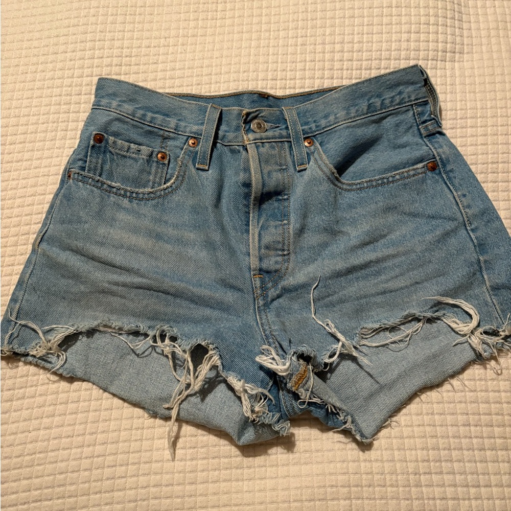 Levi's Light Blue Distressed Jean Shorts